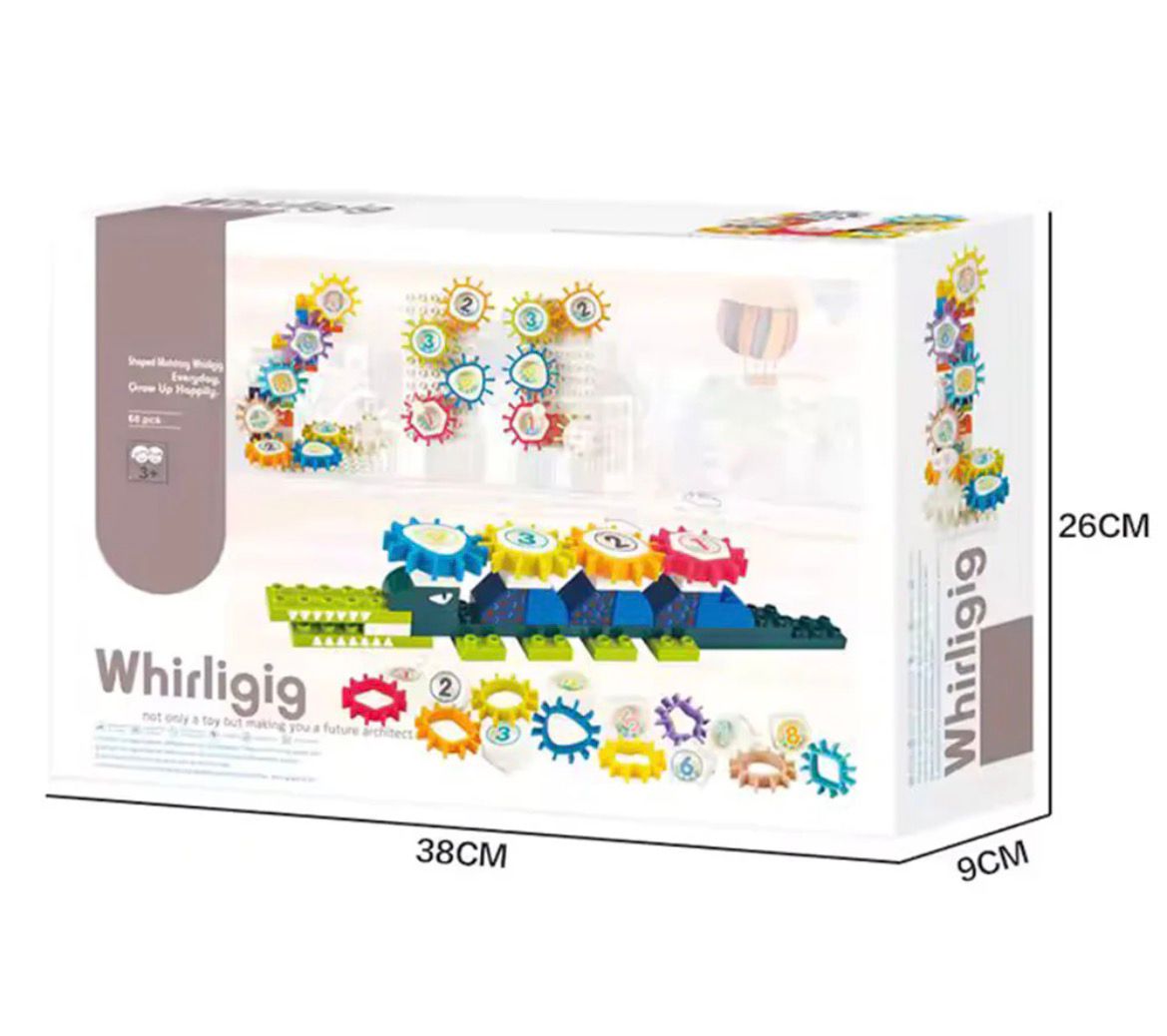 Whirligig Gear Building Blocks Set – 68 Piece DIY Crocodile Interlocking Gear Toy for Kids