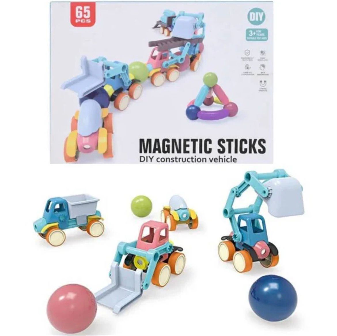 Magnetic Sticks DIY Construction Vehicle (65 Pcs)