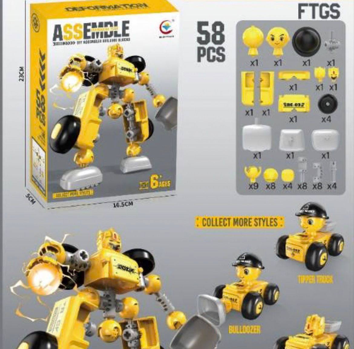 Assemble Deformation DIY Assembled Building Blocks (58 Pcs)
