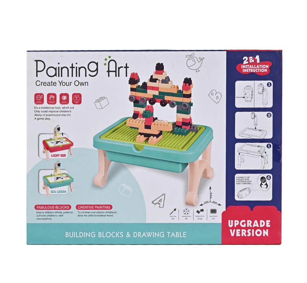 Painting Art 2-in-1 Building Blocks & Projector Drawing Table